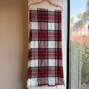 Merona White & Red Tartain Plaid Blanket Scarf